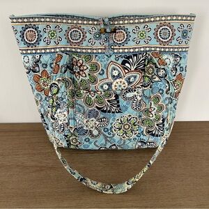 Vera Bradley Bali Teal Large Tote Bag Retired Blue Floral Print